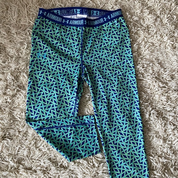 UNDER ARMOUR Girls Large YLG HeatGear Cropped Capri Stretch Pants - Picture 10 of 12